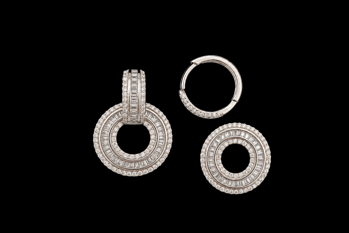 Detachable Round Hoop Earrings in 925 Sterling Silver