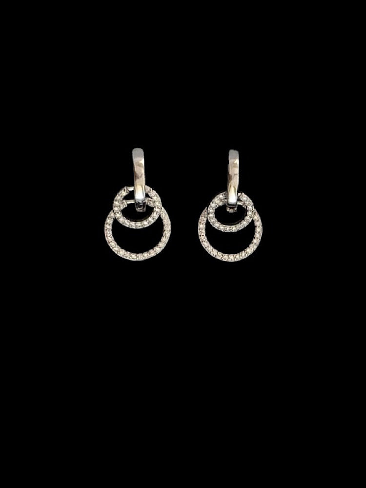 Interlock Double Round Hoop Earrings in 925 Sterling Silver