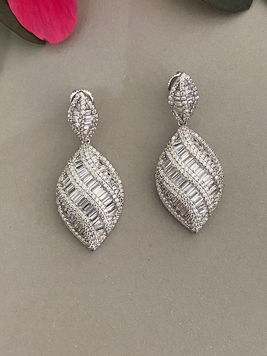 White Silver Earrings