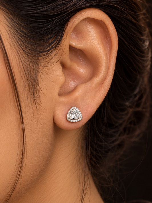 Trillion Solitaire Studs in 92.5 Sterling Silver