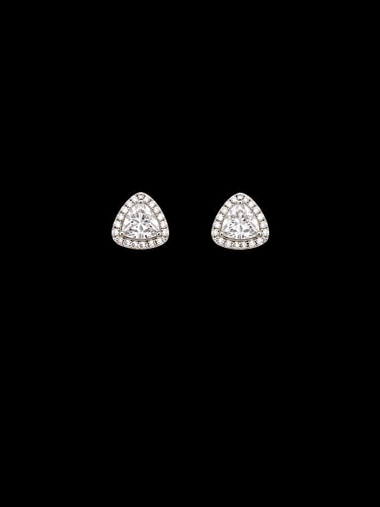 Trillion Solitaire Studs in 92.5 Sterling Silver