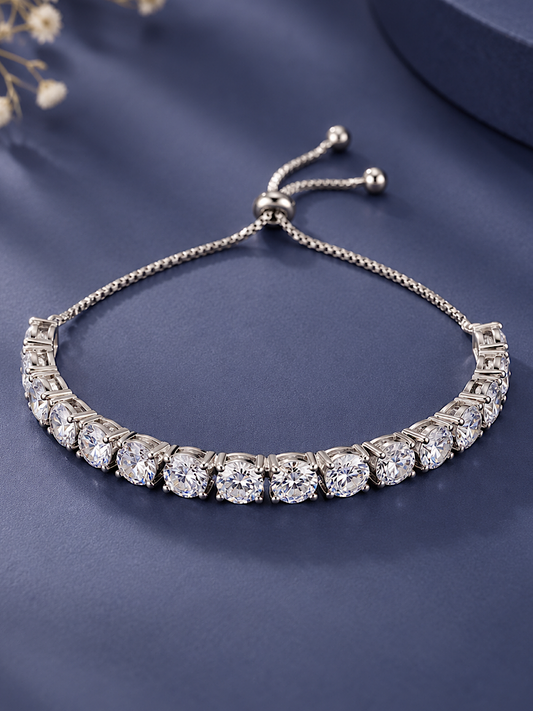 Solitaire Adjustable Bracelet in 925 Sterling Silver