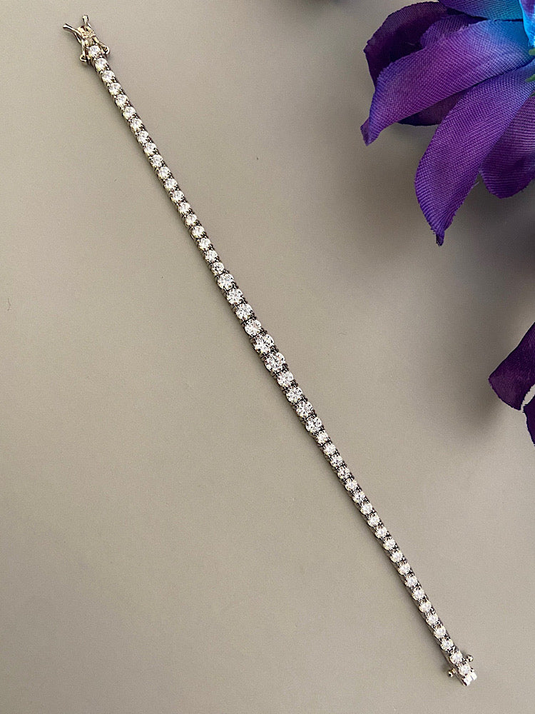 925 Sterling Silver Solitaire Tennis Bracelet