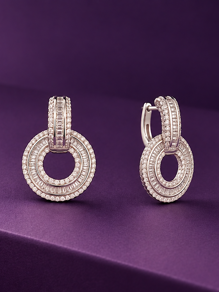 Detachable Round Hoop Earrings in 925 Sterling Silver