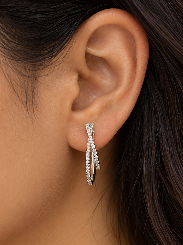 Studded Hoop Earrings in 925 Sterling Silver
