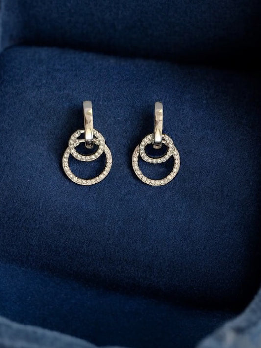 Interlock Double Round Hoop Earrings in 925 Sterling Silver