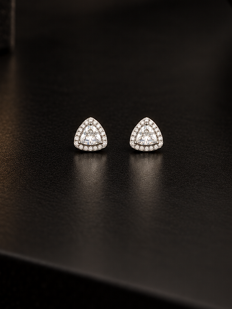 Trillion Solitaire Studs in 92.5 Sterling Silver