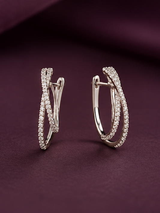 Studded Hoop Earrings in 925 Sterling Silver