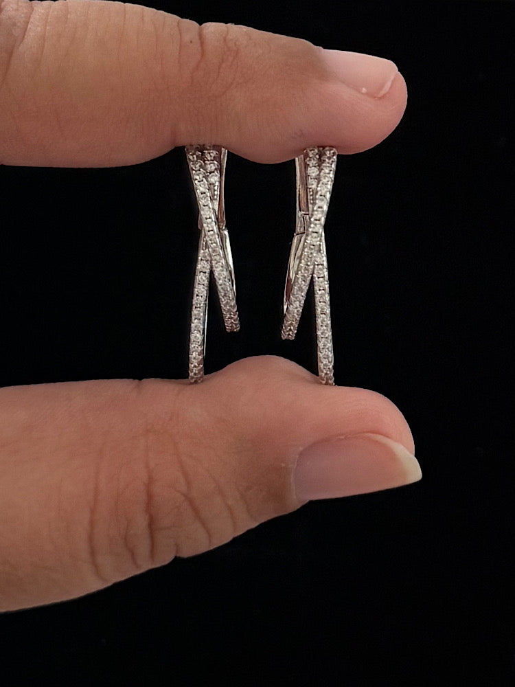 Studded Hoop Earrings in 925 Sterling Silver
