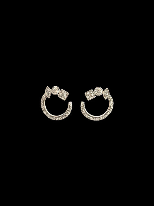 Semi Design Sterling Silver Studs
