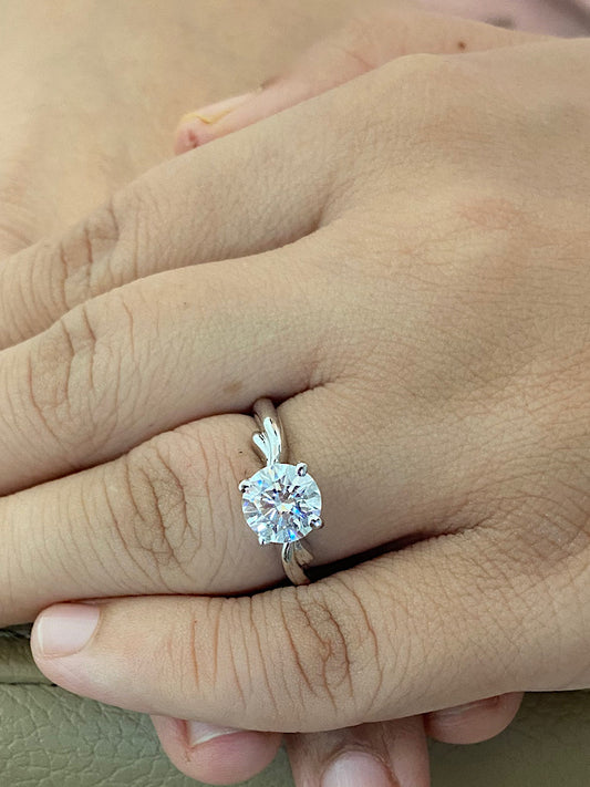 Round Solitaire Ring Sterling Silver