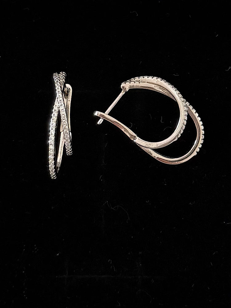 Studded Hoop Earrings in 925 Sterling Silver
