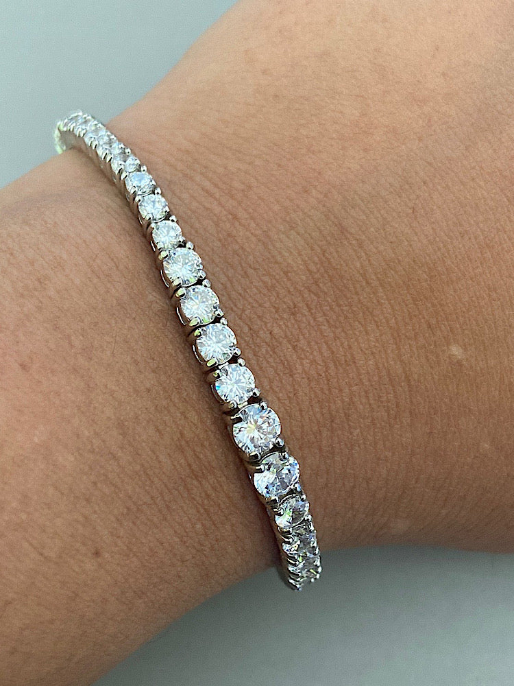 925 Sterling Silver Solitaire Tennis Bracelet