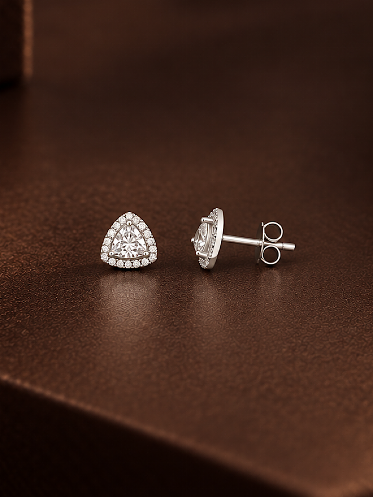 Trillion Solitaire Studs in 92.5 Sterling Silver