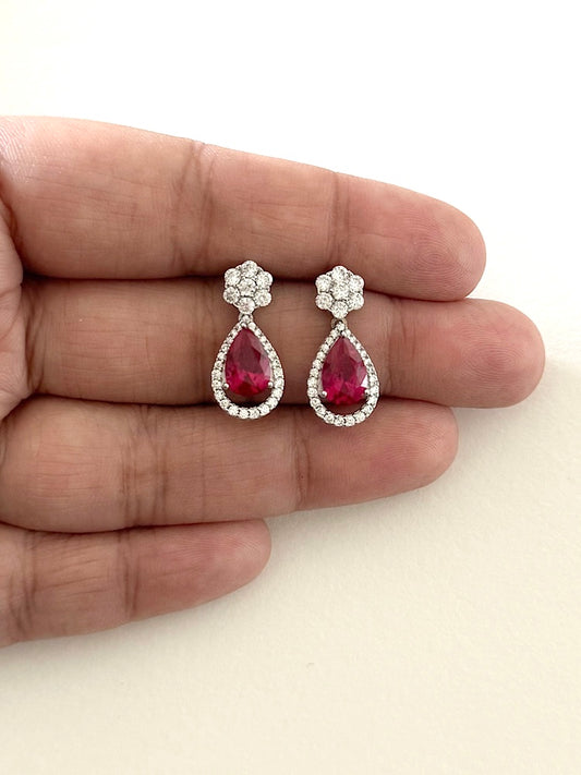 Red Drop Earrings Sterling Silver Earrings
