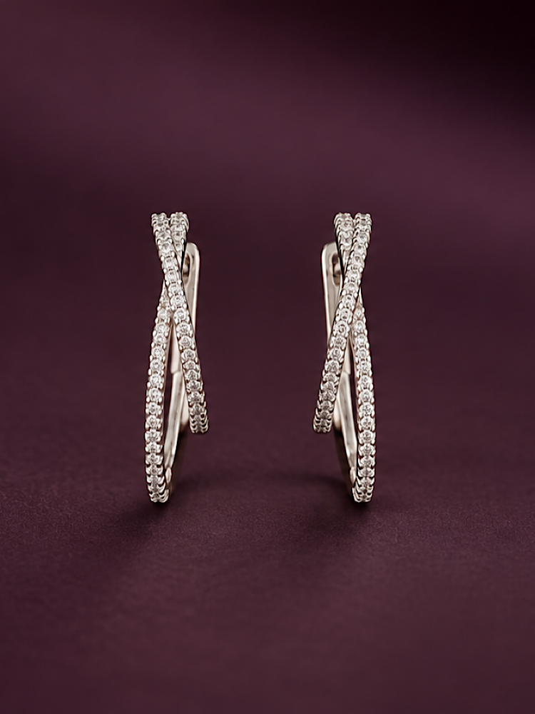 Studded Hoop Earrings in 925 Sterling Silver