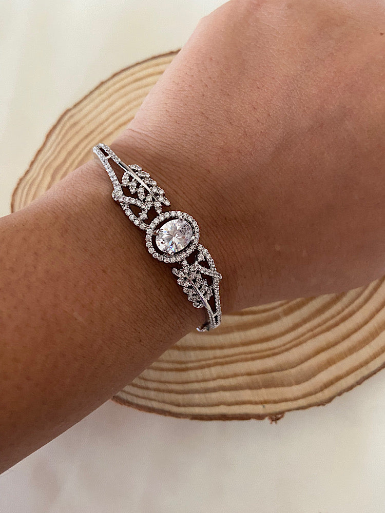 925 Sterling Silver Diamond Kada