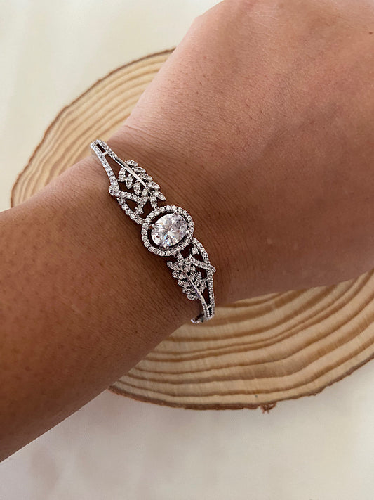 925 Sterling Silver Diamond Kada