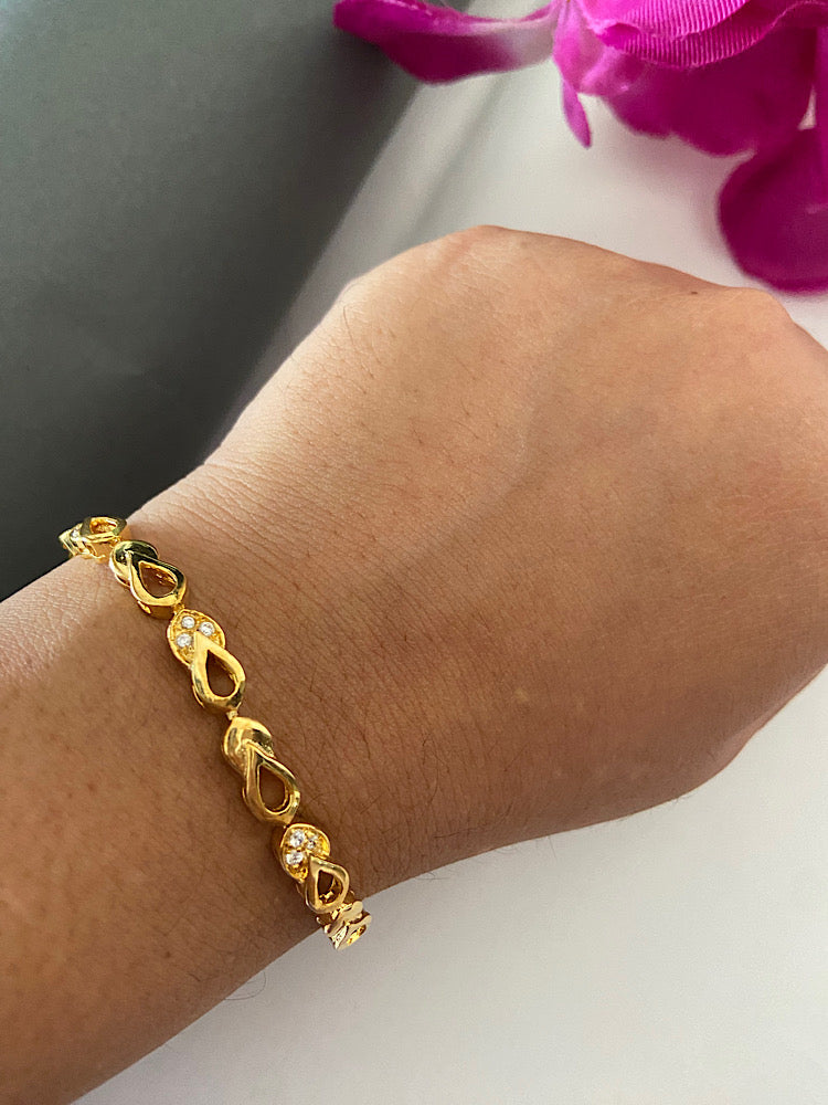 925 Sterling Silver with Gold Plating Leaf Tennis Bracelet