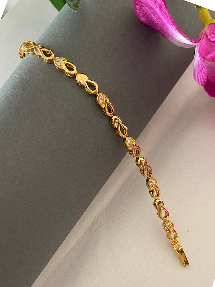 925 Sterling Silver with Gold Plating Leaf Tennis Bracelet
