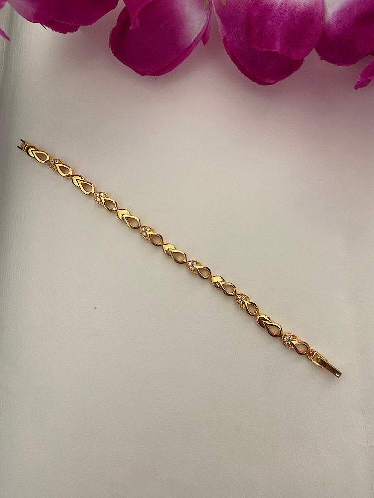 925 Sterling Silver with Gold Plating Leaf Tennis Bracelet
