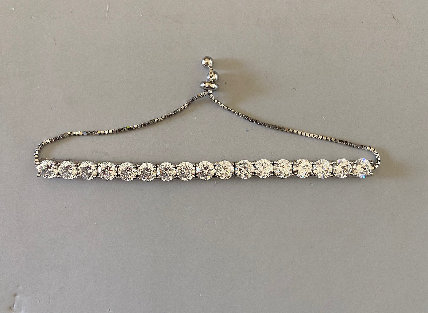 925 Sterling Silver Solitaire Adjustable Bracelet