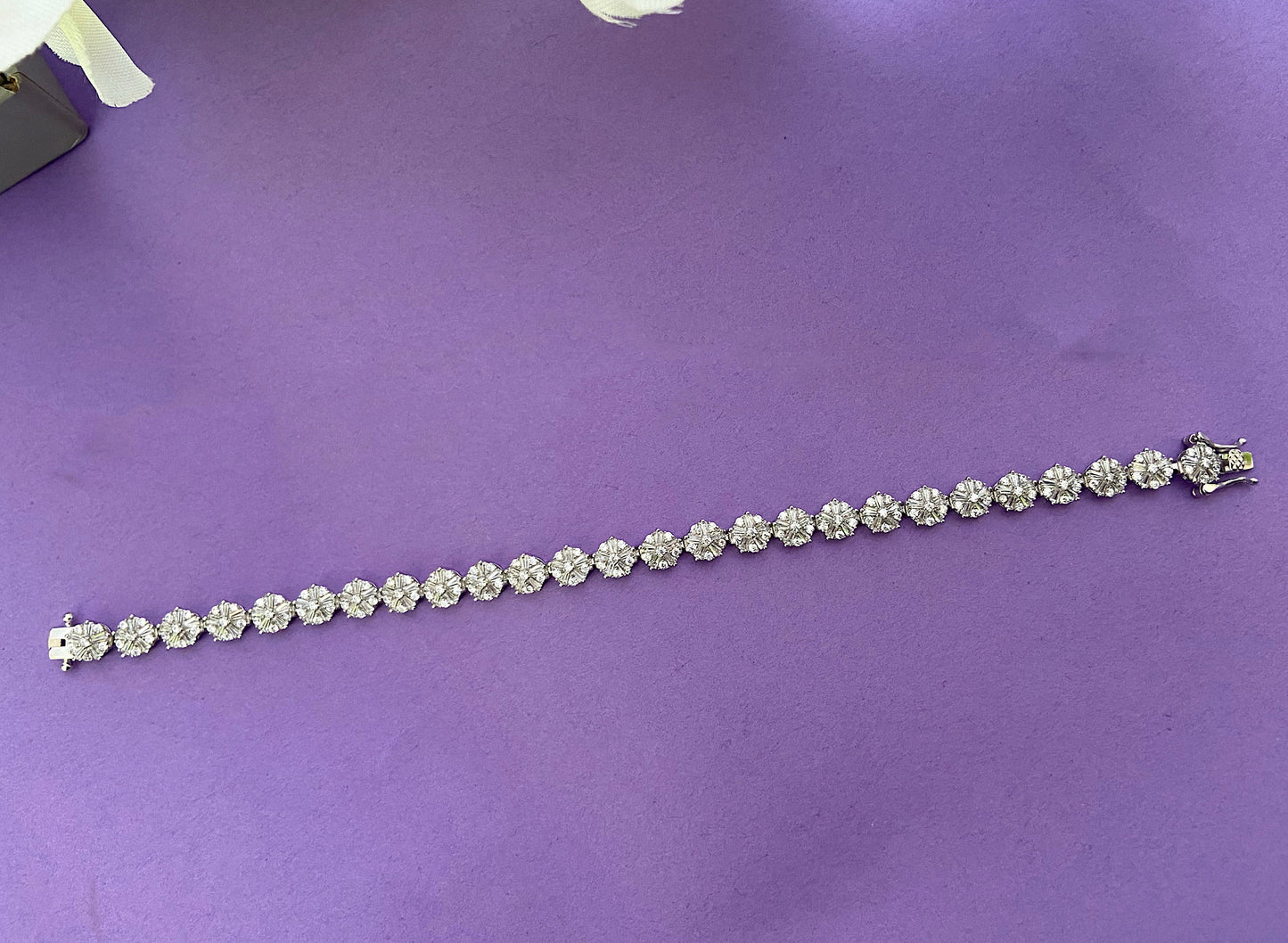 925 Sterling Silver Floral Design Tennis Bracelet